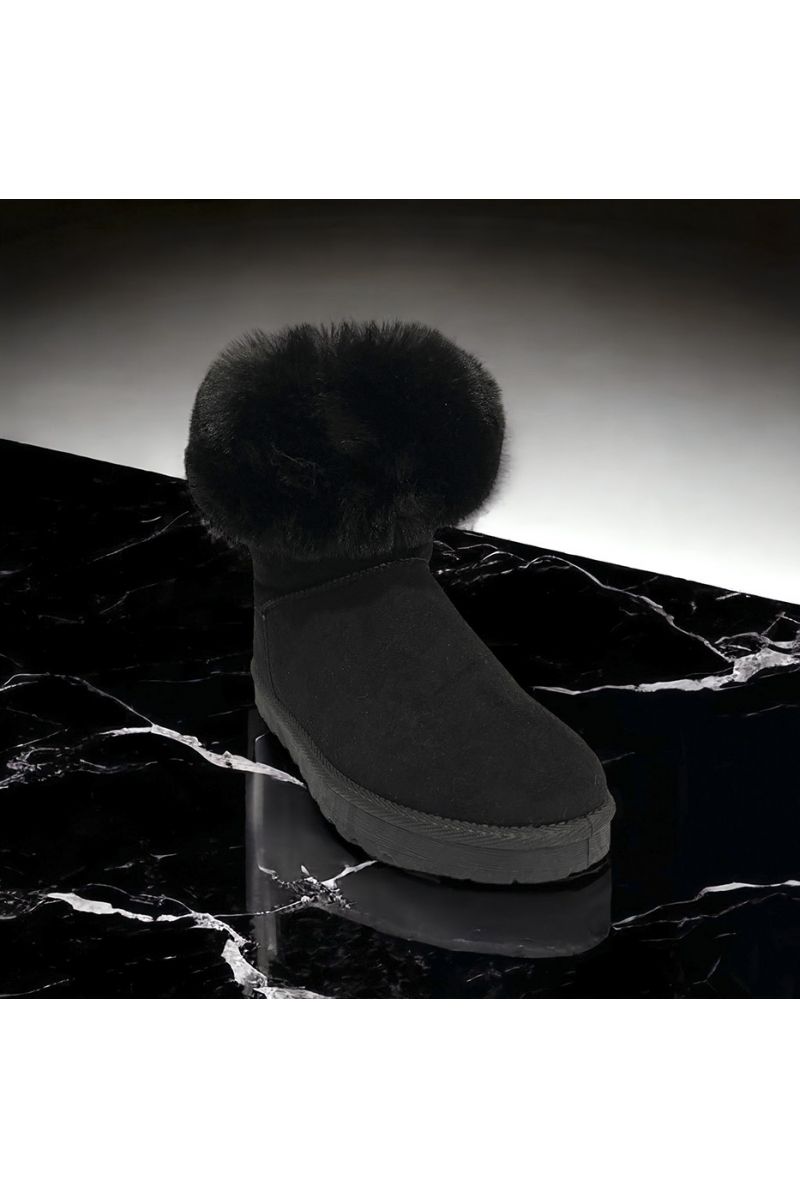 Suedette lined ankle boot in black - 2