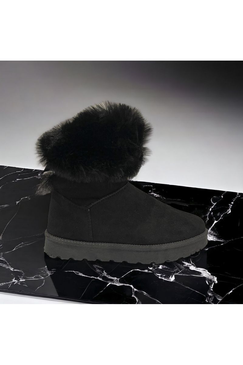 Suedette lined ankle boot in black - 3