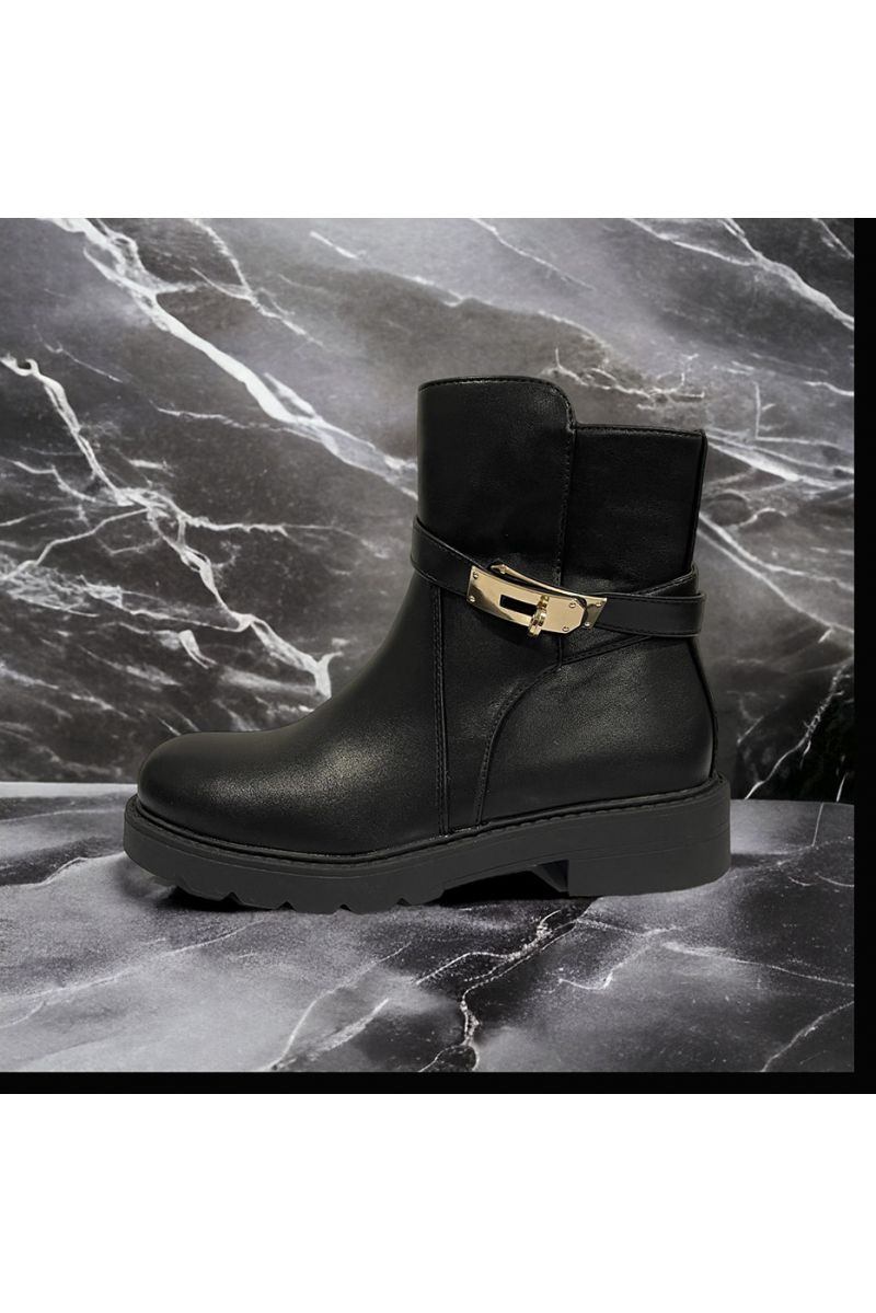 Black ankle boot with accessory - 3