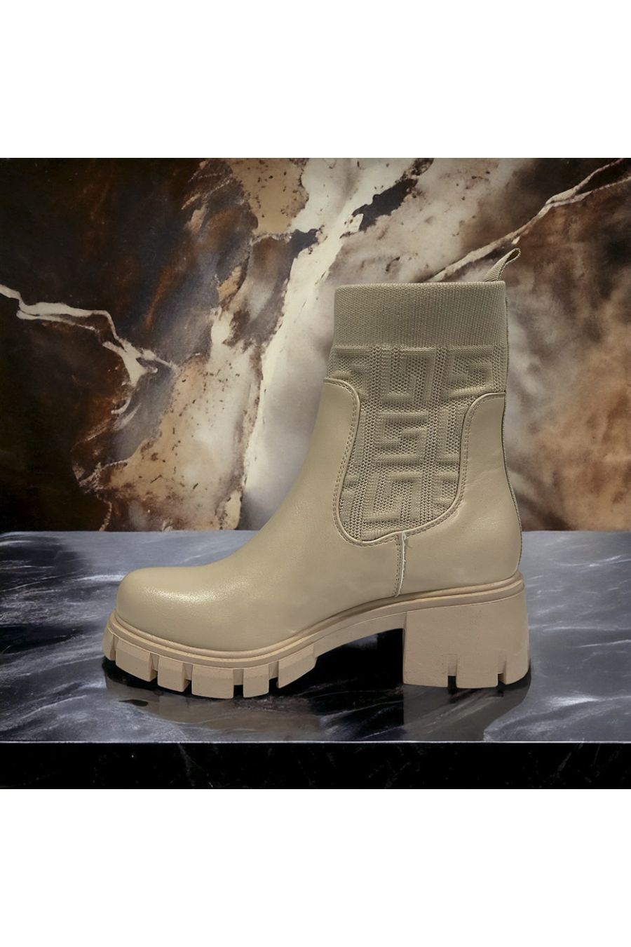 Inspired beige ankle boot - 1