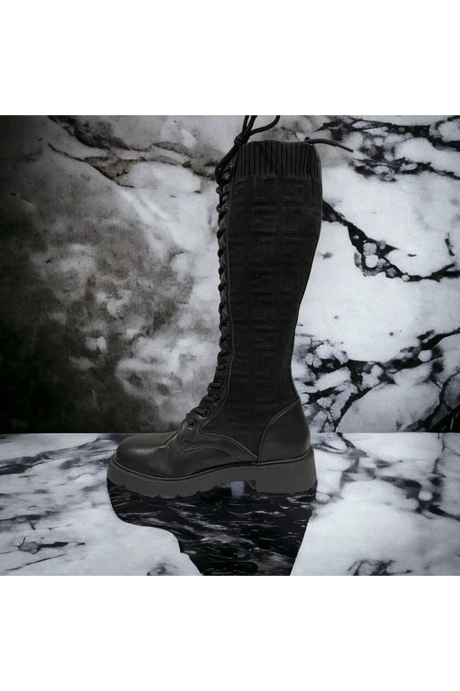 Botte noir inspi à lacet  - 1