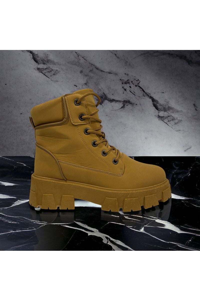 Botte camel inspi à lacet  - 4