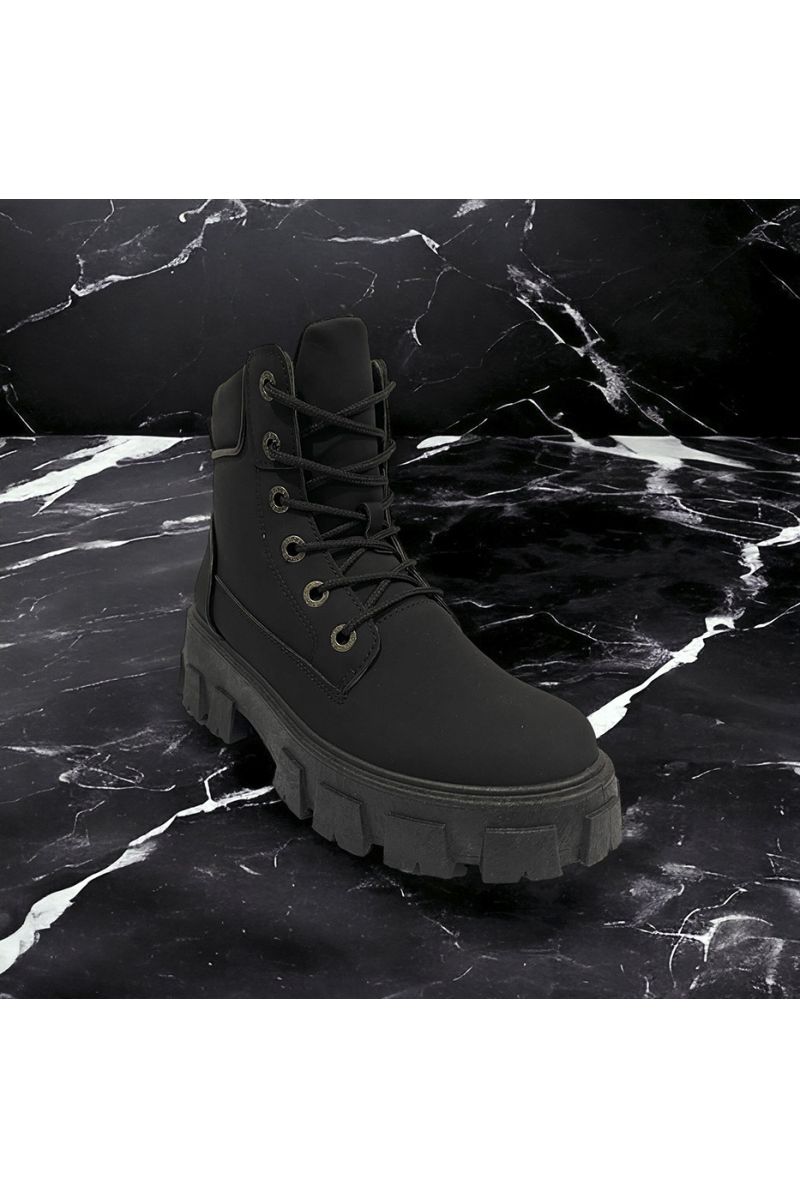 Botte noir inspi à lacet  - 3