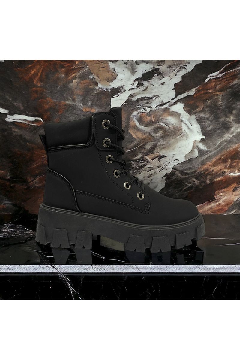 Botte noir inspi à lacet  - 4