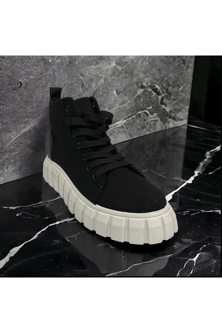 Black ankle boot with white sole - 3