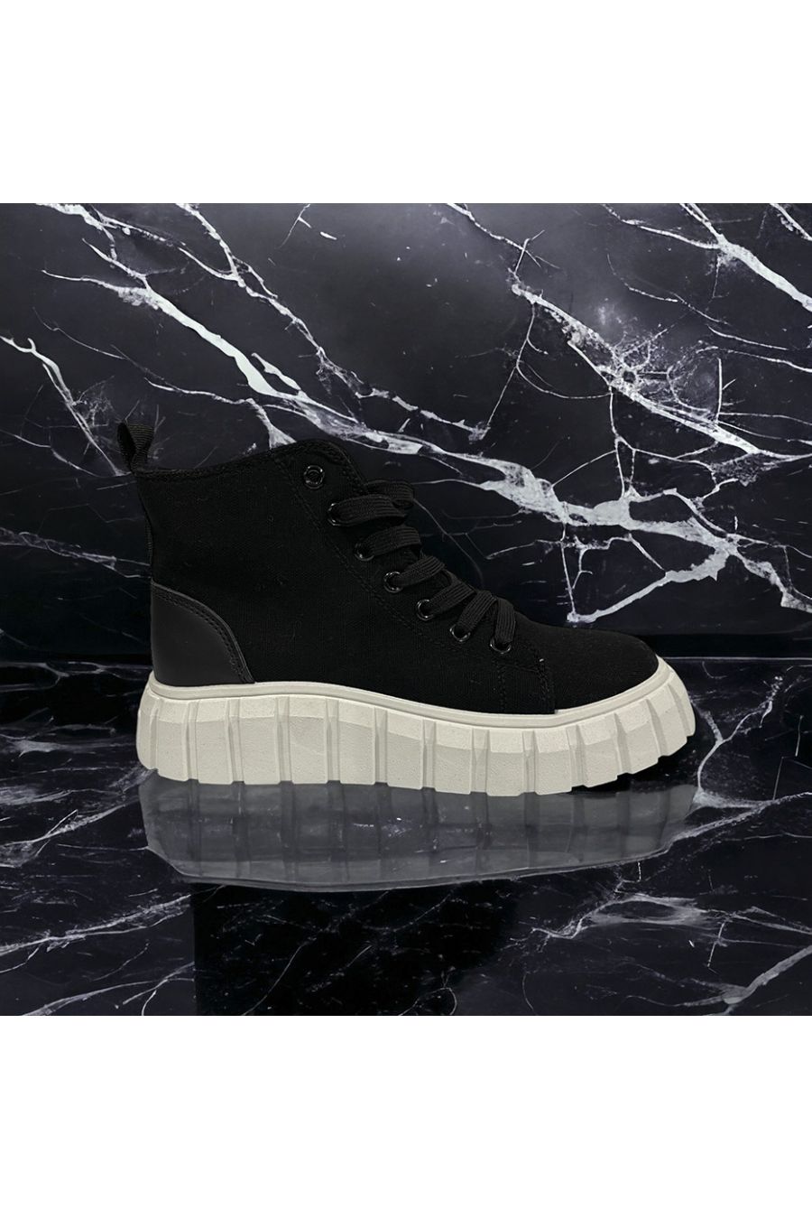 Black ankle boot with white sole - 4