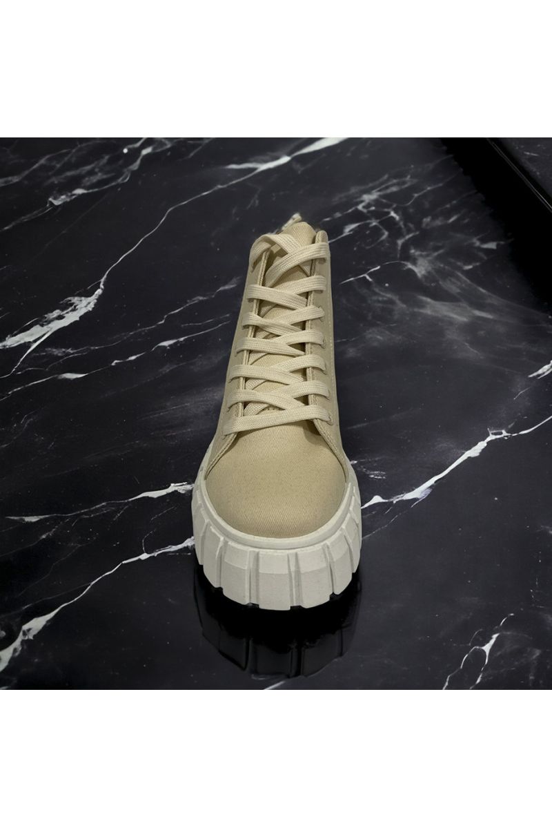 Beige ankle boot with white sole - 2