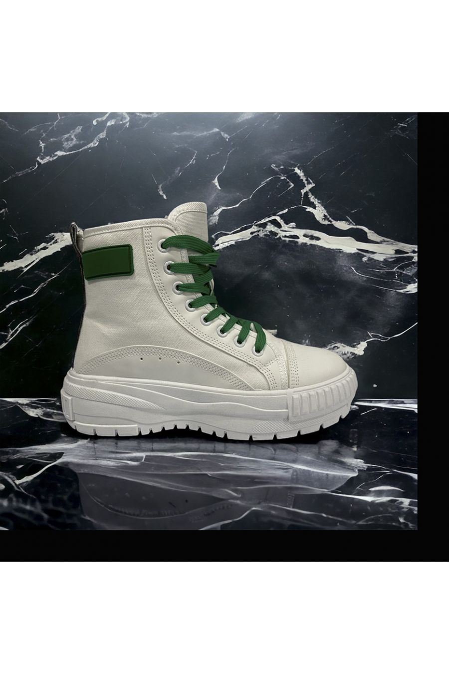 Hoge schoen van groen veter canvas - 4