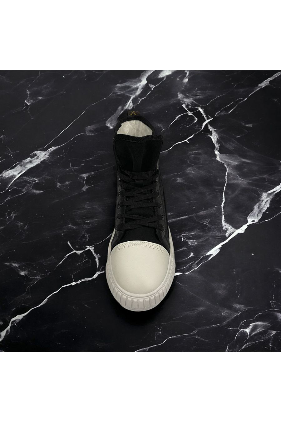 Chaussure montante en toile noir lacet noir - 3