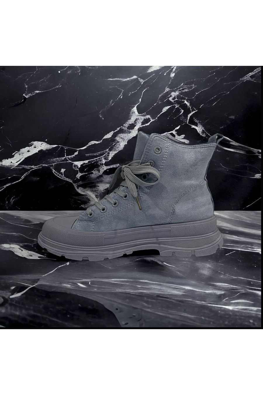 Blue suede ankle boot inspired by - 1