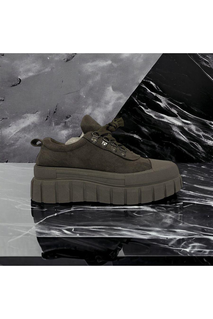 Kaki suède schoen geïnspireerd op - 3