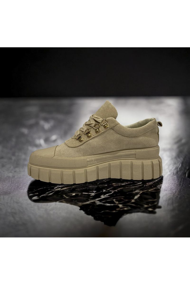 Chaussure beige en suédine inspi - 1