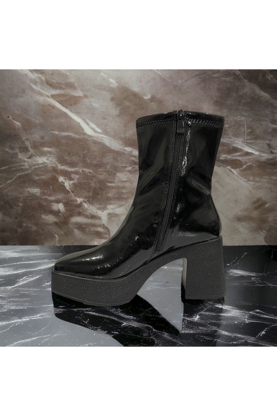 Patent black ankle boot - 1