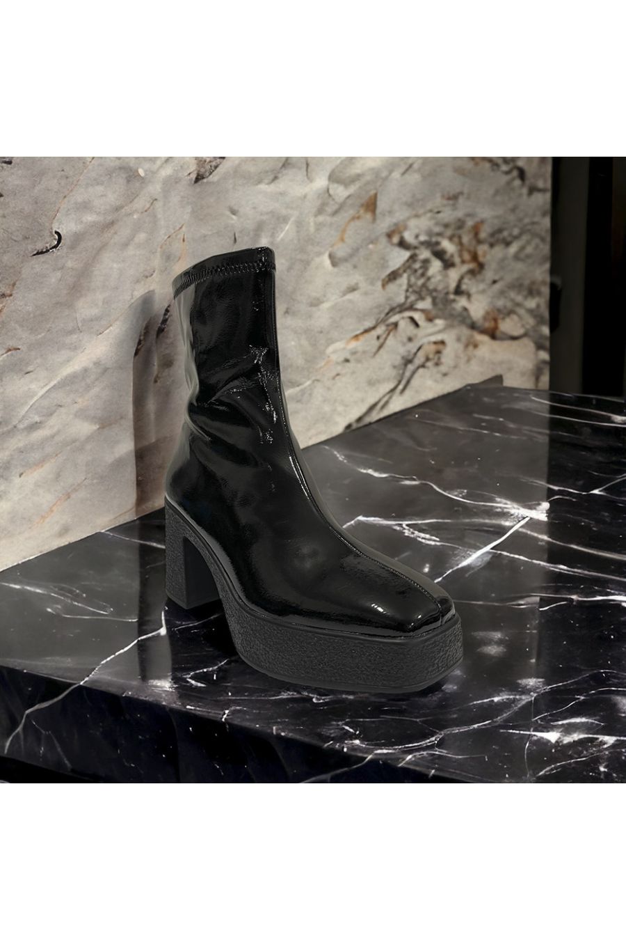 Patent black ankle boot - 2