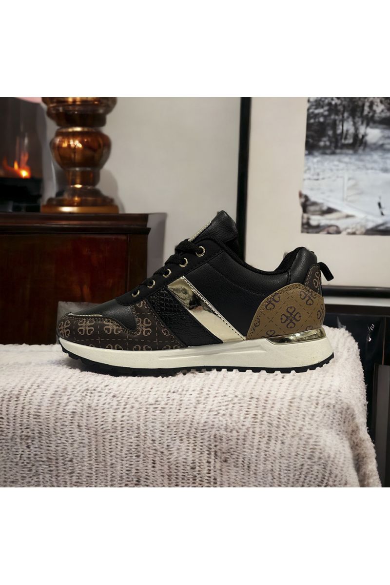 Basket noir avec motif inspi  - 1