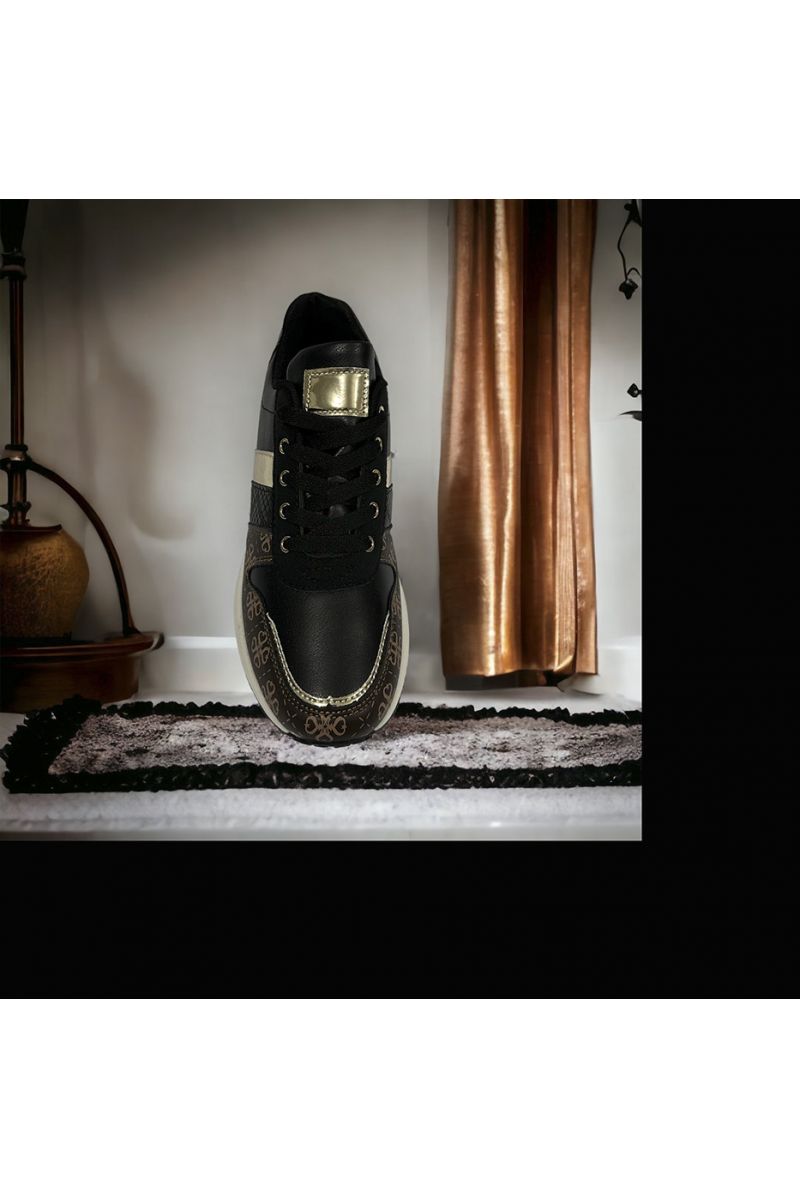 Basket noir avec motif inspi  - 2