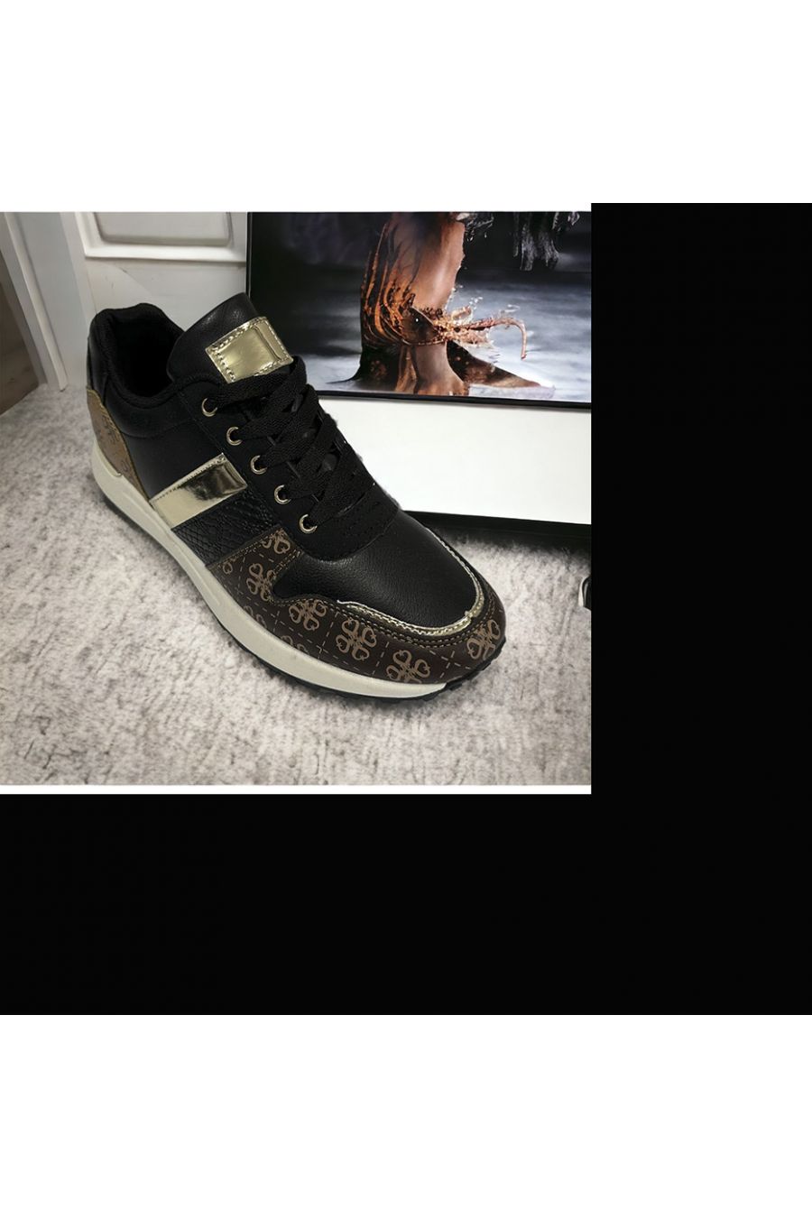 Basket noir avec motif inspi  - 3