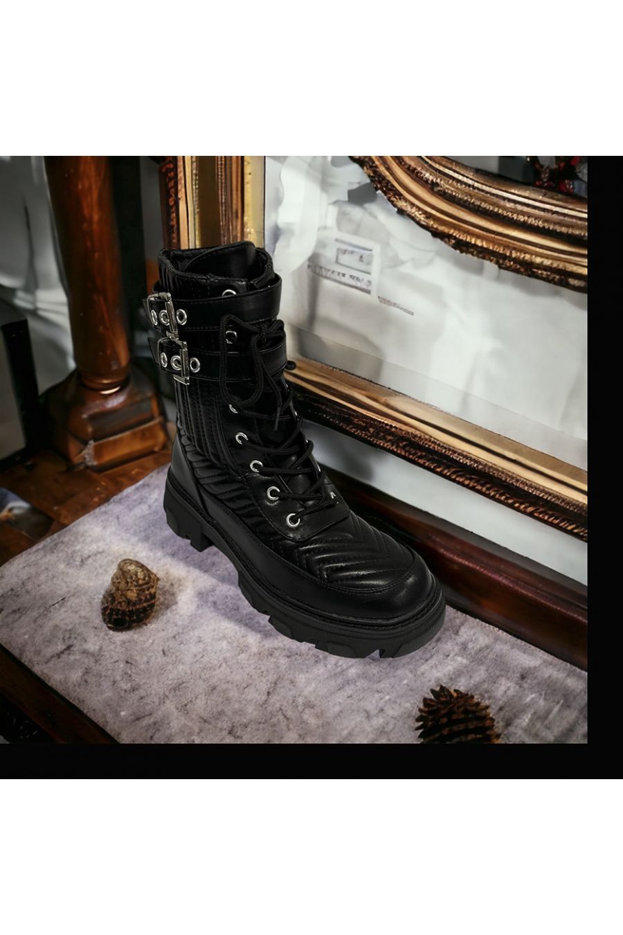 Quilted black ankle boot - 2