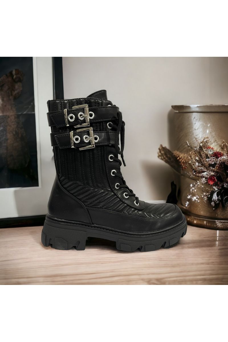 Quilted black ankle boot - 3