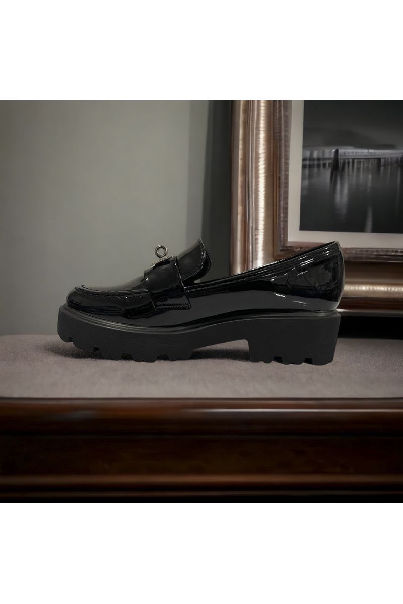 Mocassin noir vernis inspi  - 1