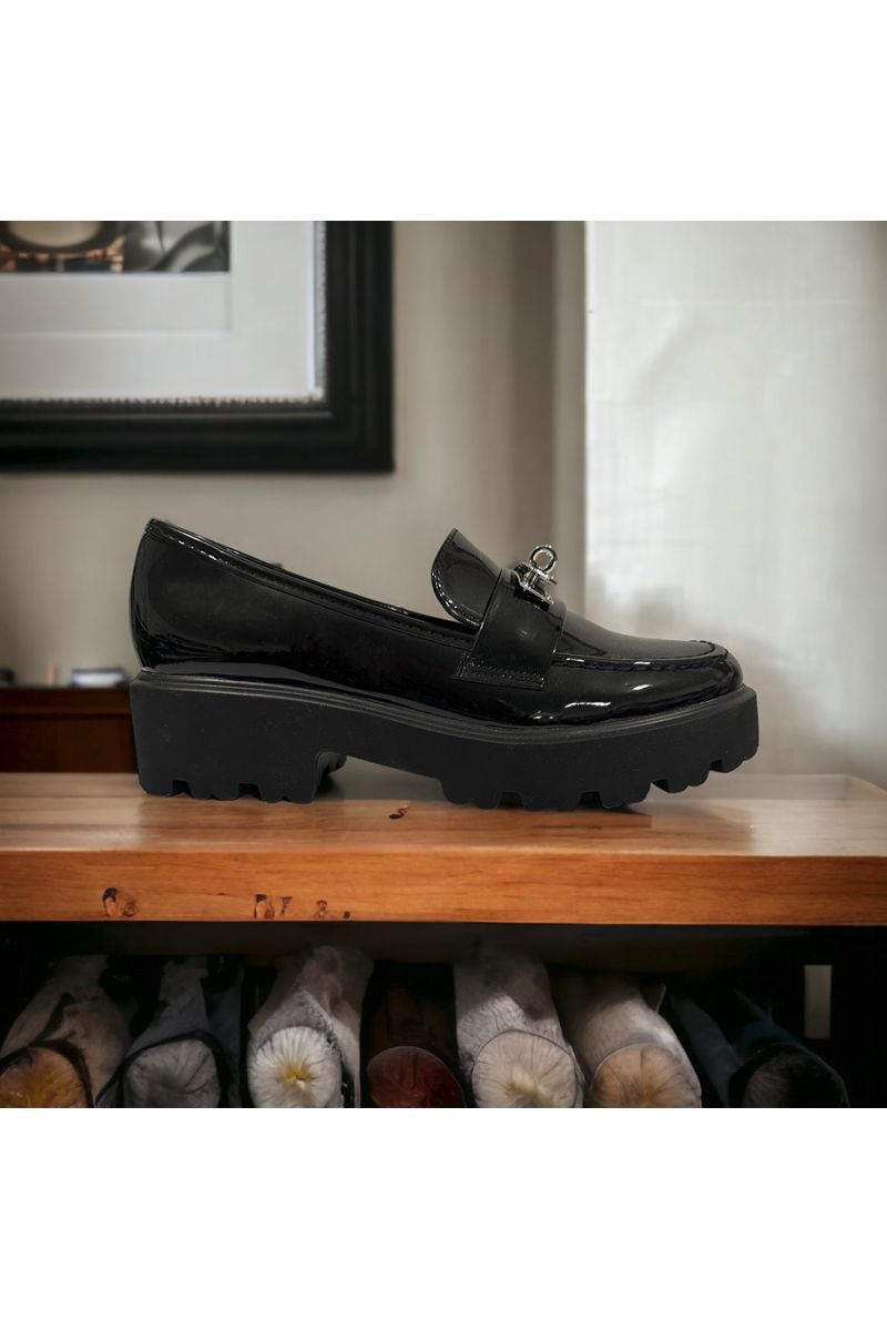 Mocassin noir vernis inspi  - 3