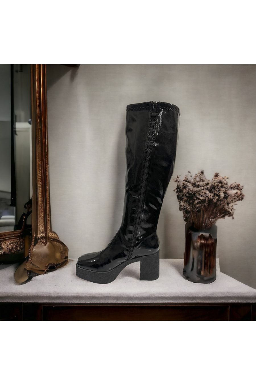 Patent black boot - 1
