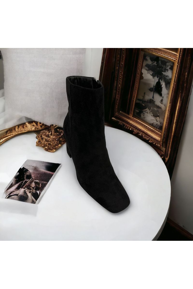 Black suedette ankle boot - 2