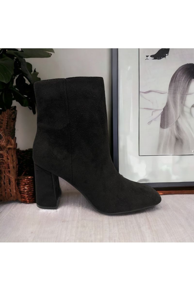 Black suedette ankle boot - 3