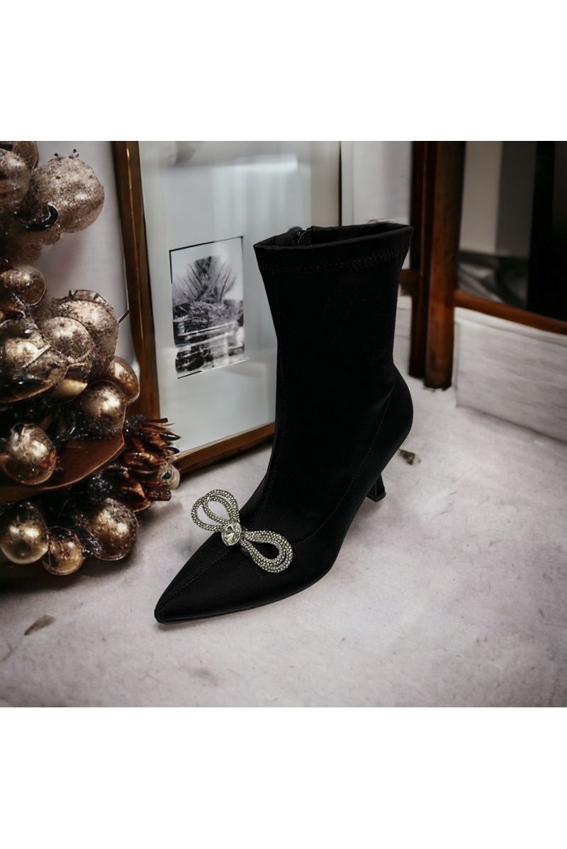 Bottine noir avec strass  - 1