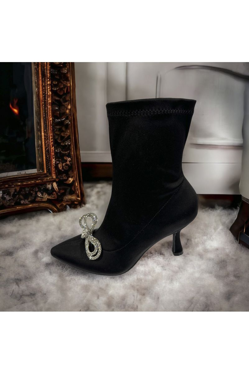 Bottine noir avec strass  - 4