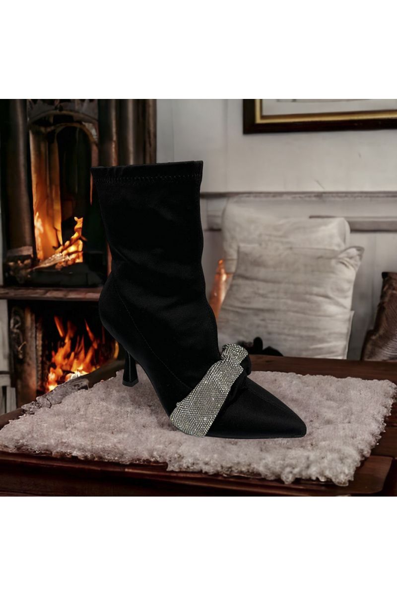 Bottine noir avec strass  - 2