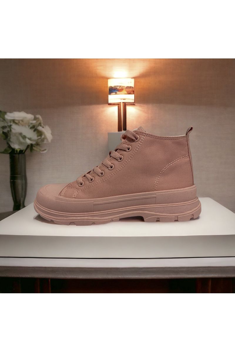 Hoge schoen van roze canvas - 1
