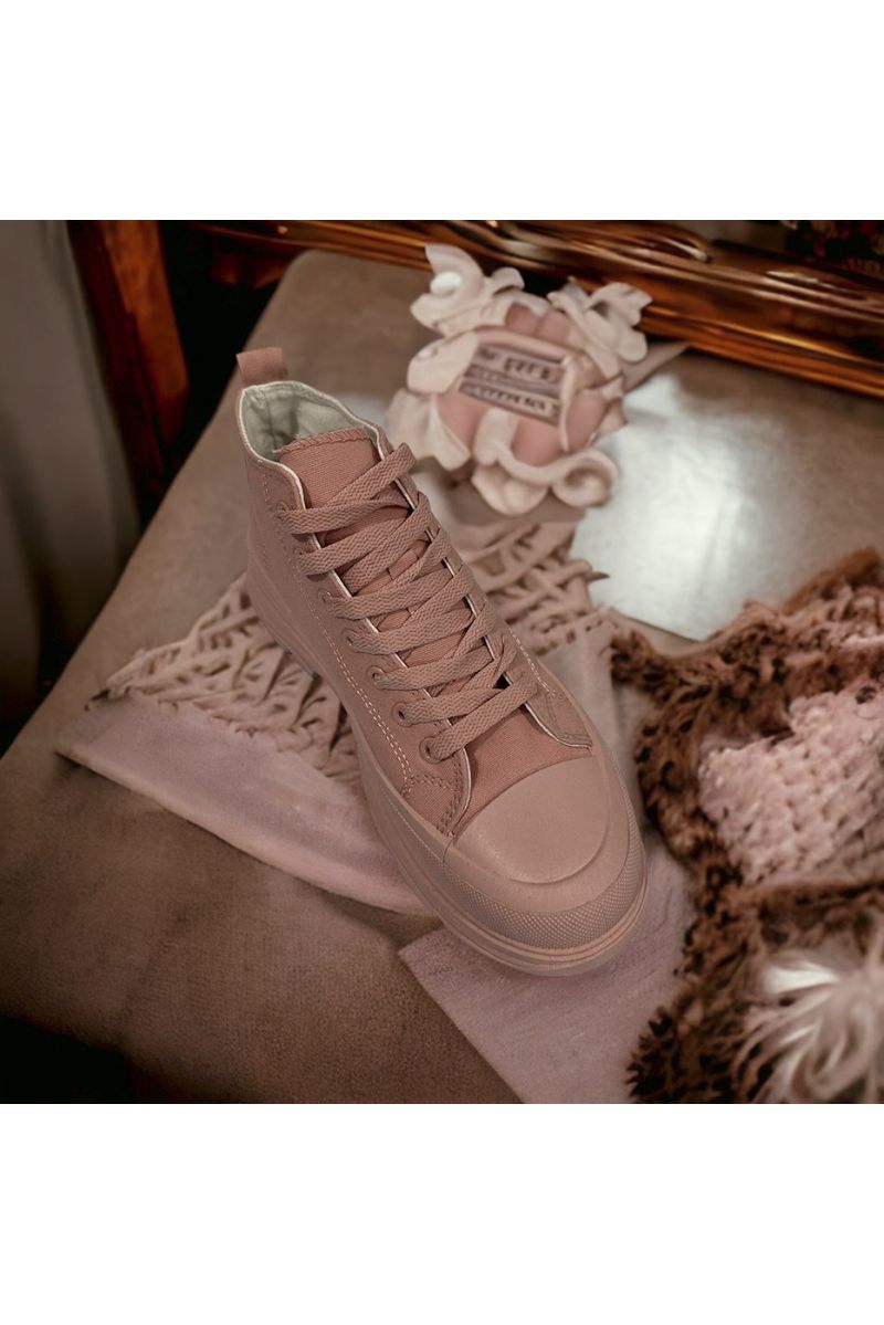 High-top shoe in pink canvas - 2