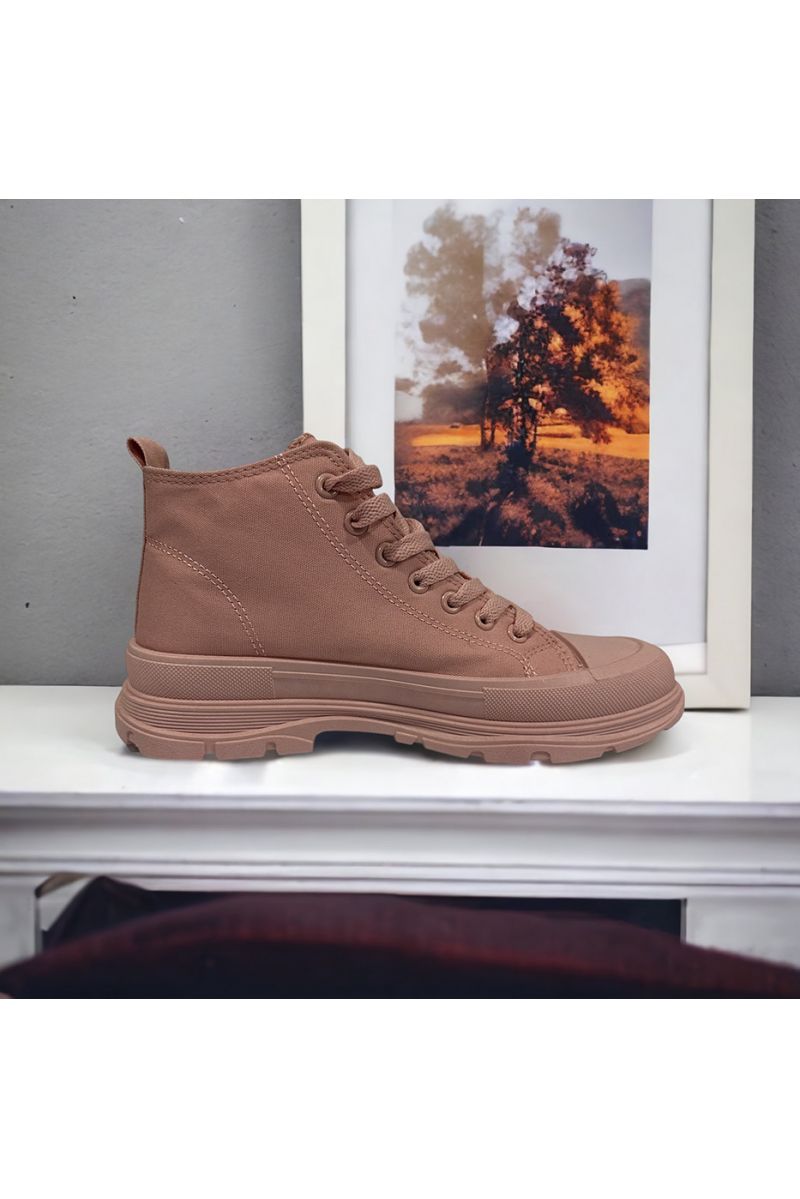Hoge schoen van roze canvas - 3