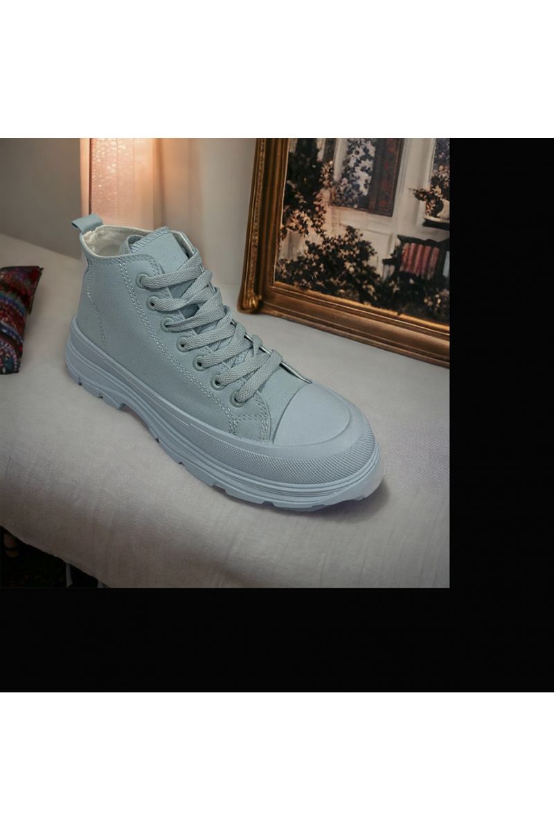 High-top shoe in blue canvas - 2