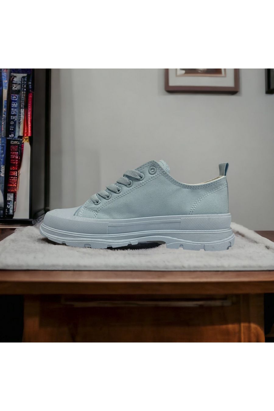 Blauwe canvas schoen - 1