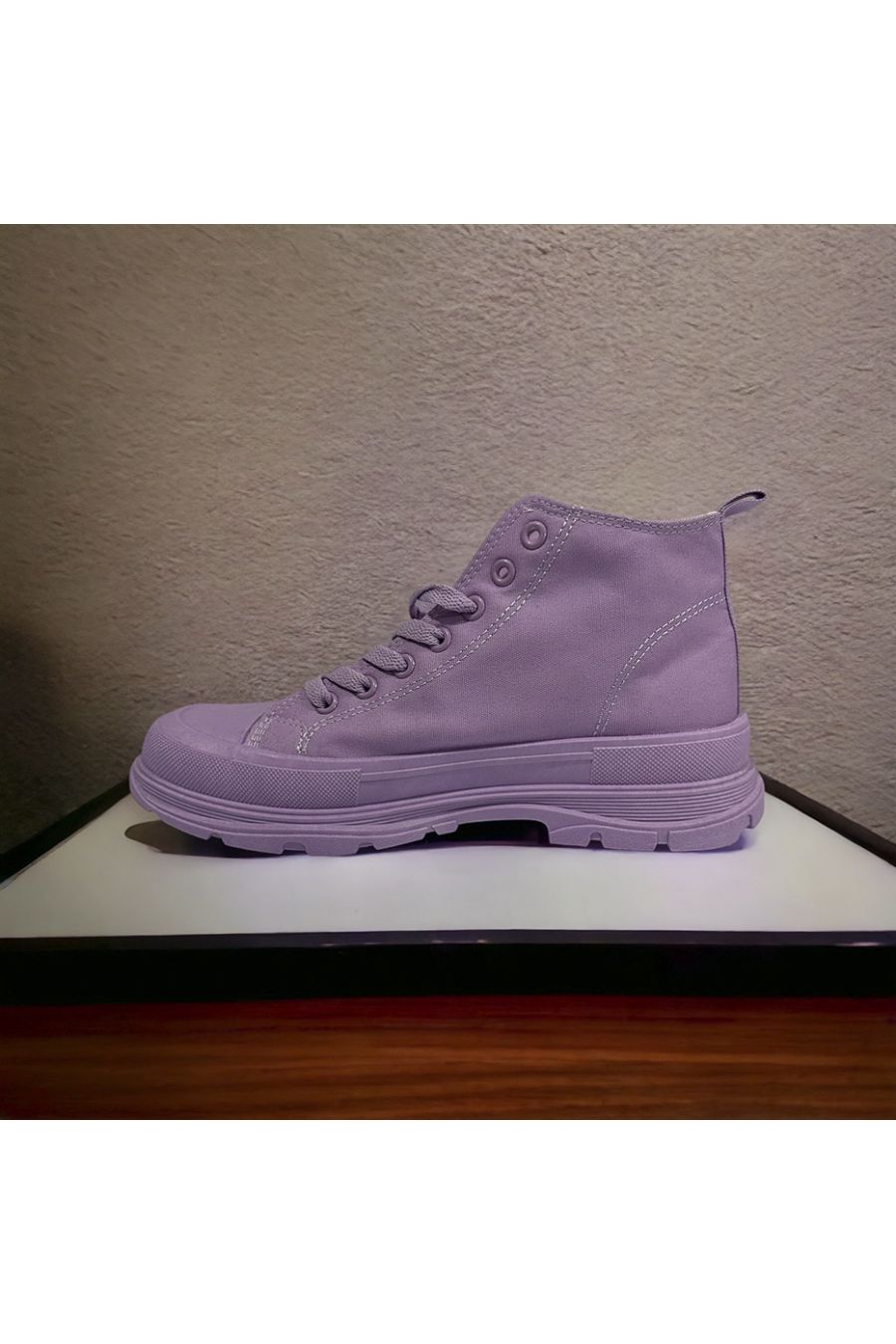 Hoge schoen van paars canvas - 1