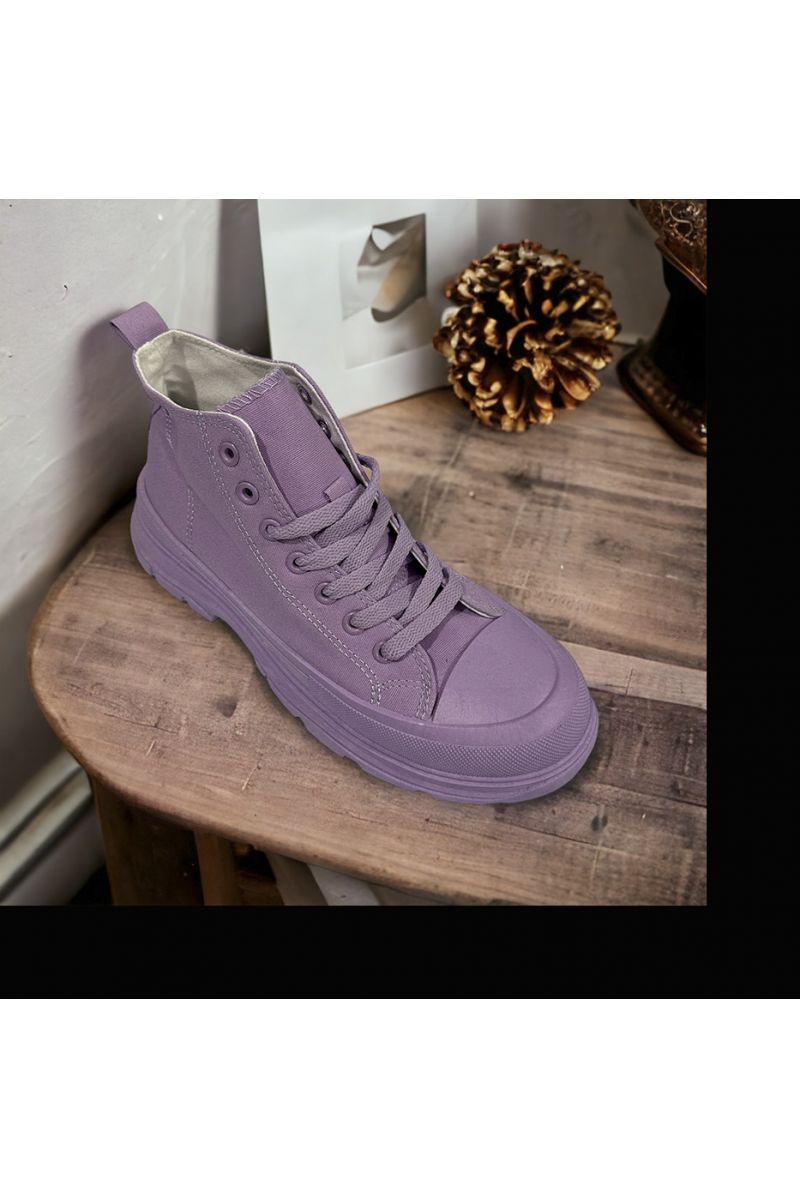 High-top shoe in purple canvas - 2