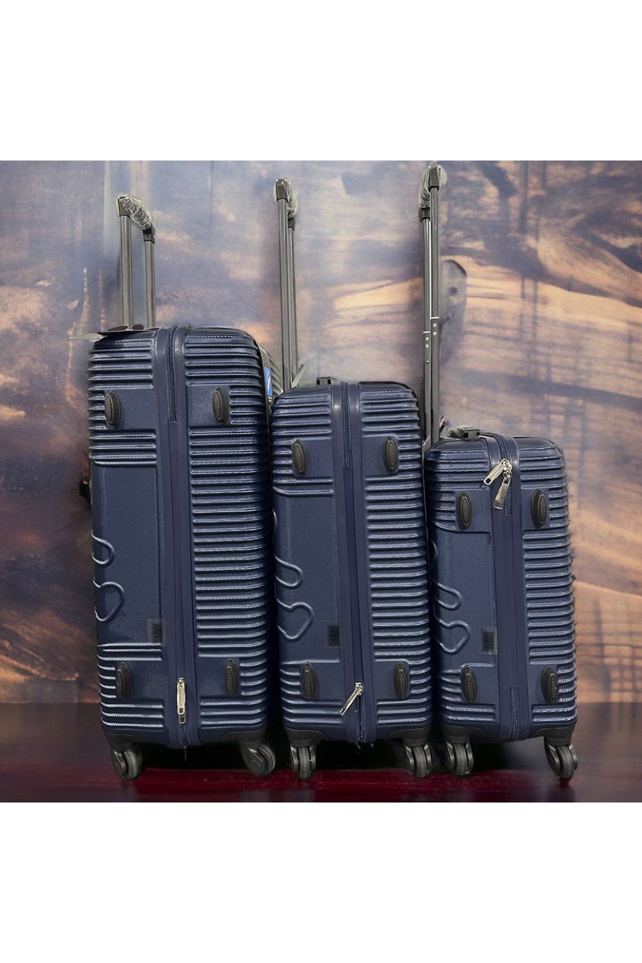 Set de 3 valises LULU CASTAGNETTE marine Leger, solide, design, rigide, très class, durable en ABS  - 1