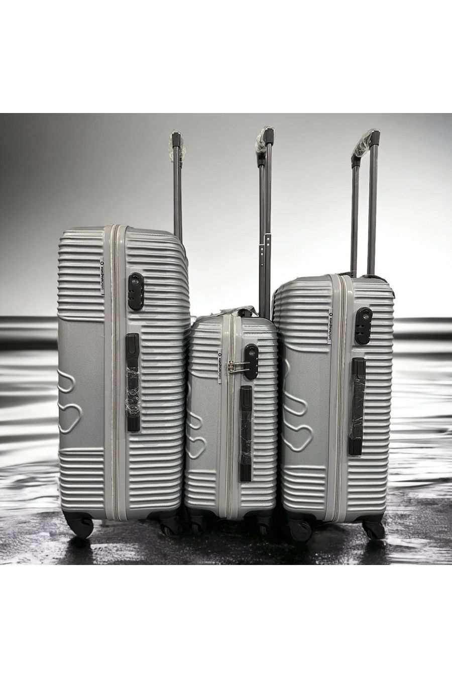 Set van 3 grijze koffers LULU CASTAGNETTE Licht, stevig, design, stijf, zeer stijlvol, duurzaam in ABS - 1