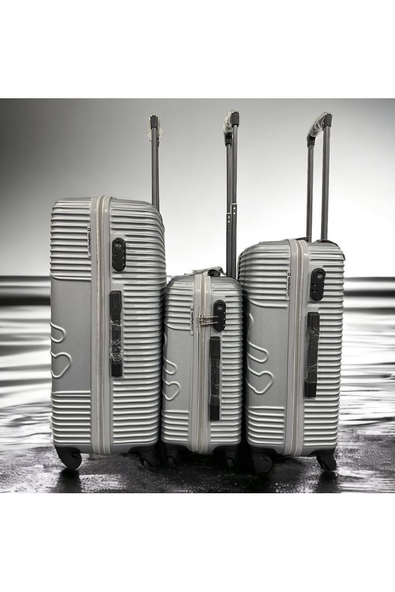 Set of 3 gray LULU CASTAGNETTE suitcases Light, solid, design, rigid, very classy, durable in ABS - 1