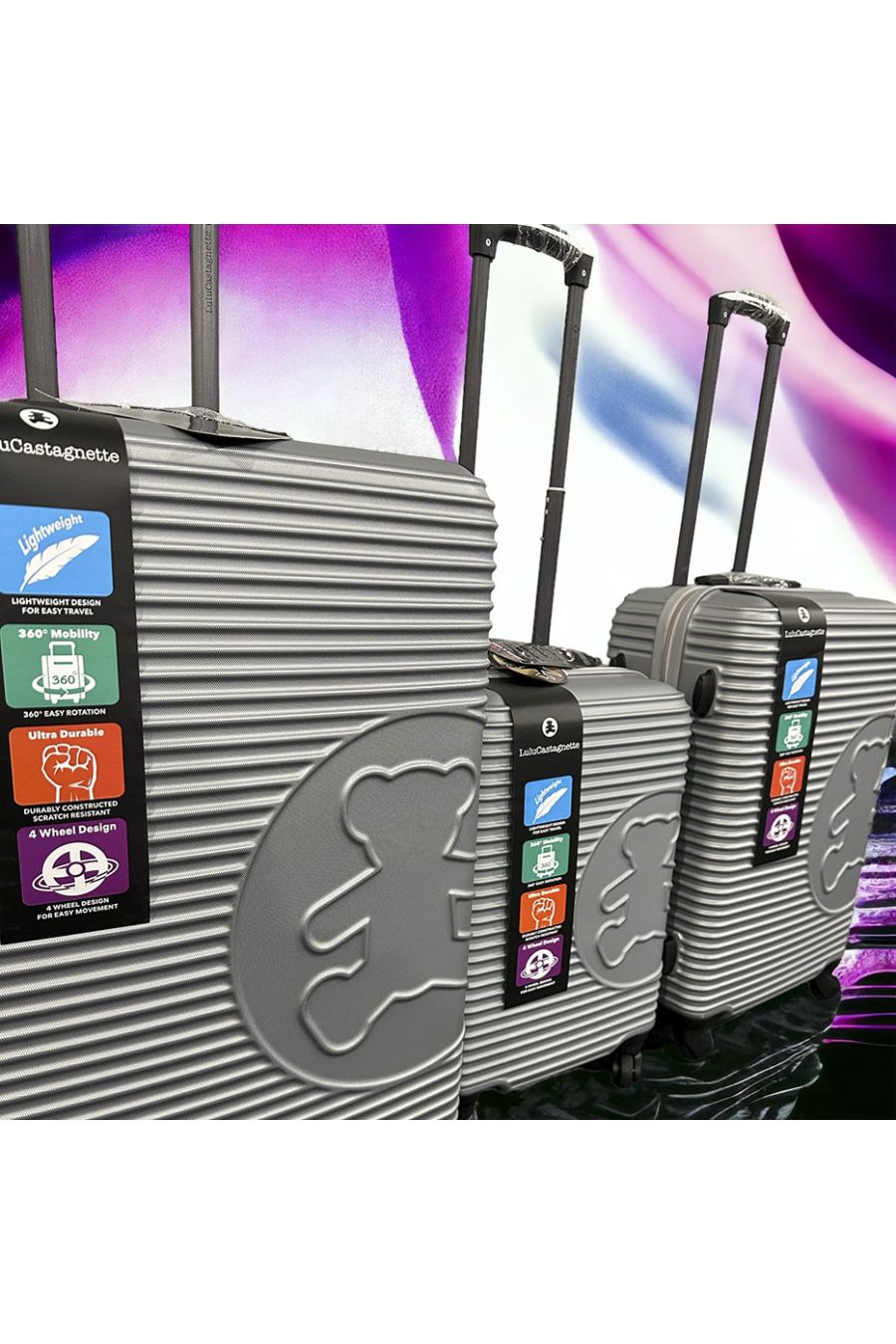 Set van 3 grijze koffers LULU CASTAGNETTE Licht, stevig, design, stijf, zeer stijlvol, duurzaam in ABS - 2