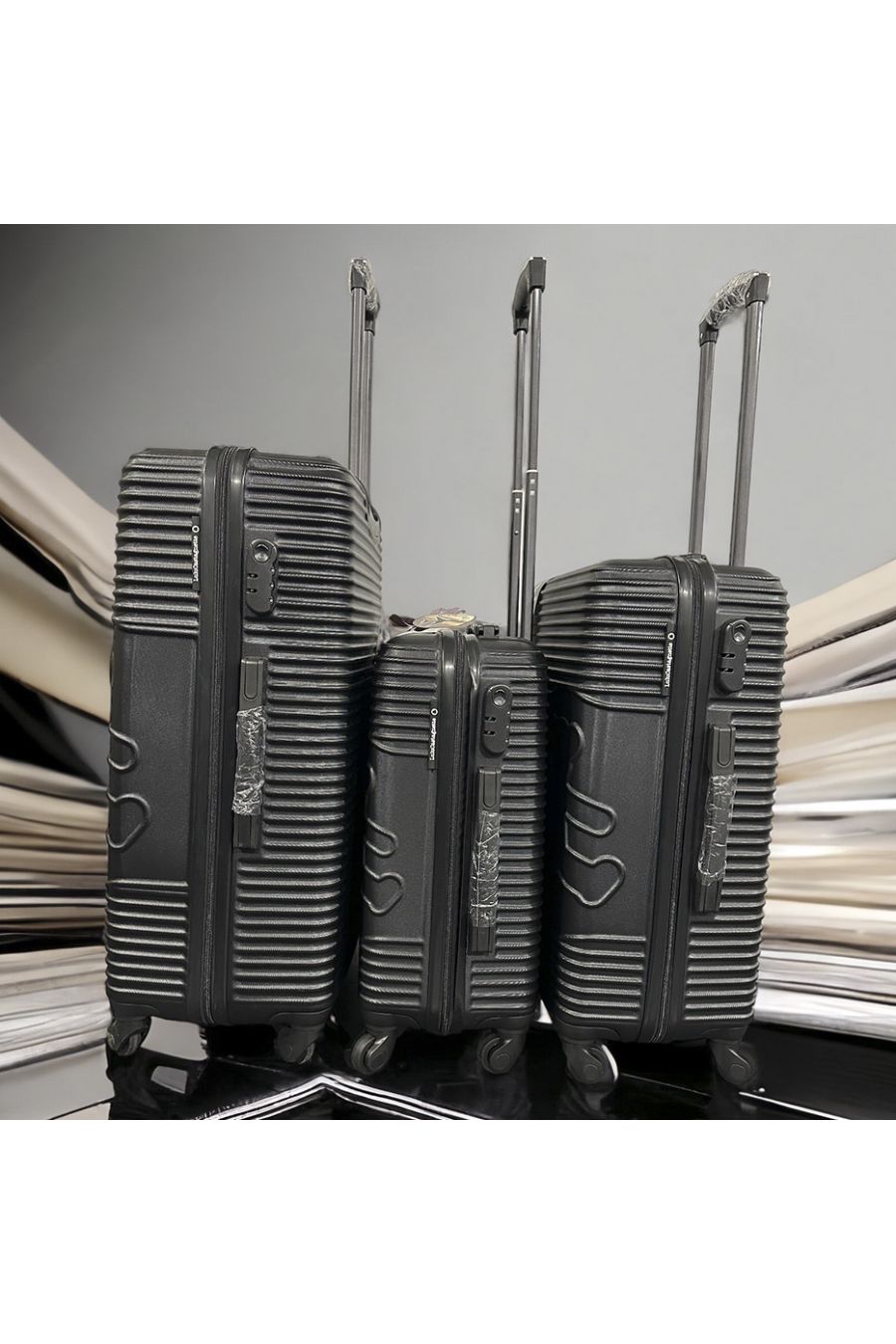 Set van 3 koffers zwart LULU CASTAGNETTE Licht, stevig, design, stijf, zeer stijlvol, duurzaam in ABS - 1