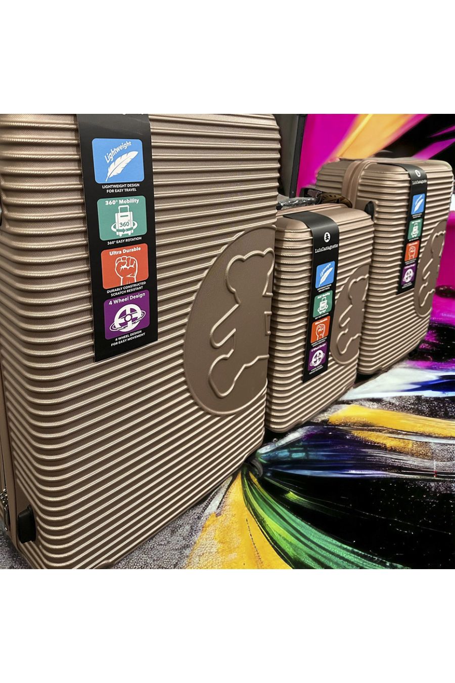 Set de 3 valises LULU CASTAGNETTE rose gold Leger, solide, design, rigide, très class, durable en ABS  - 2