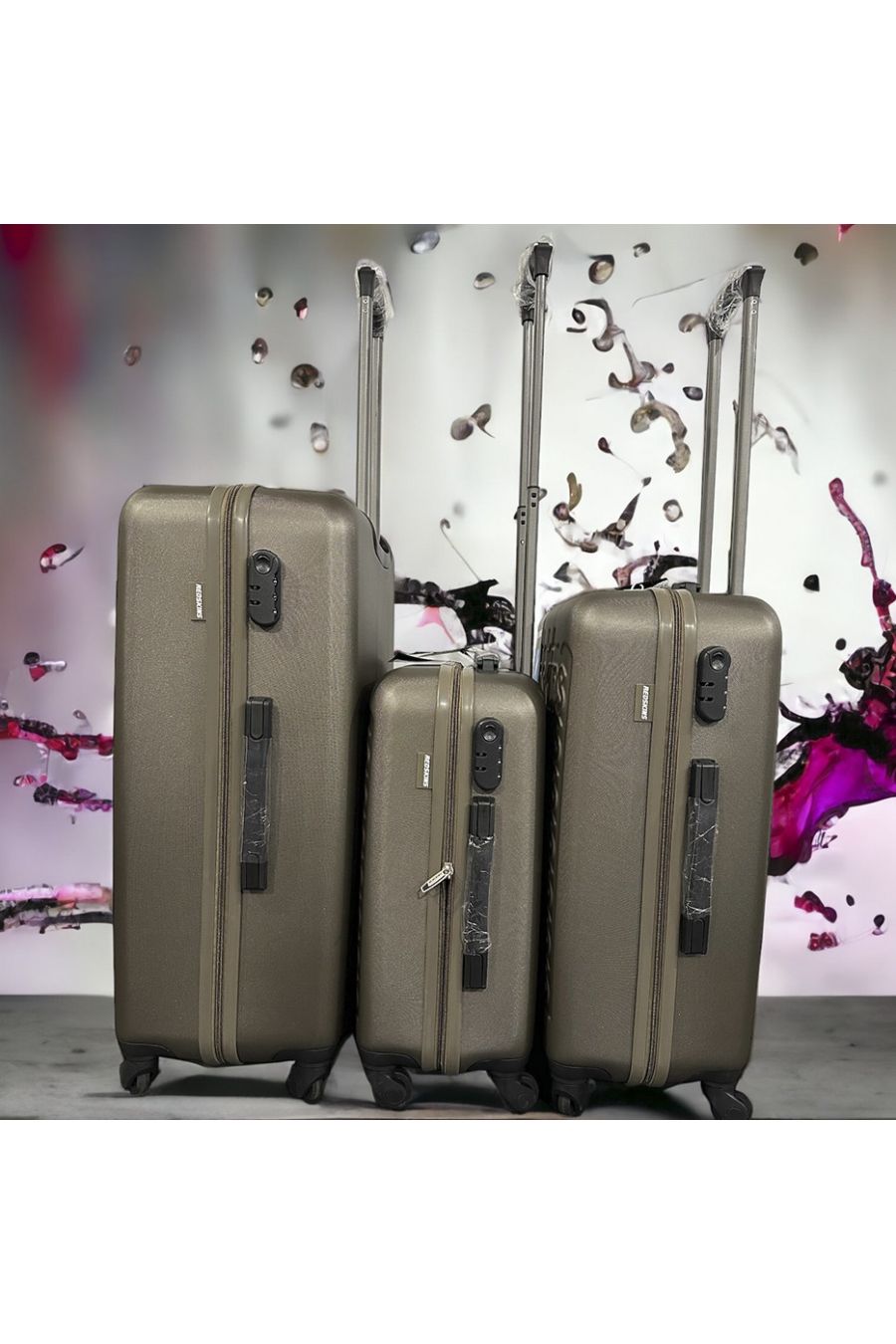 Set of 3 suitcases REDSKINS khaki Leger, solid, design, rigid, very classy, durable in ABS - 1