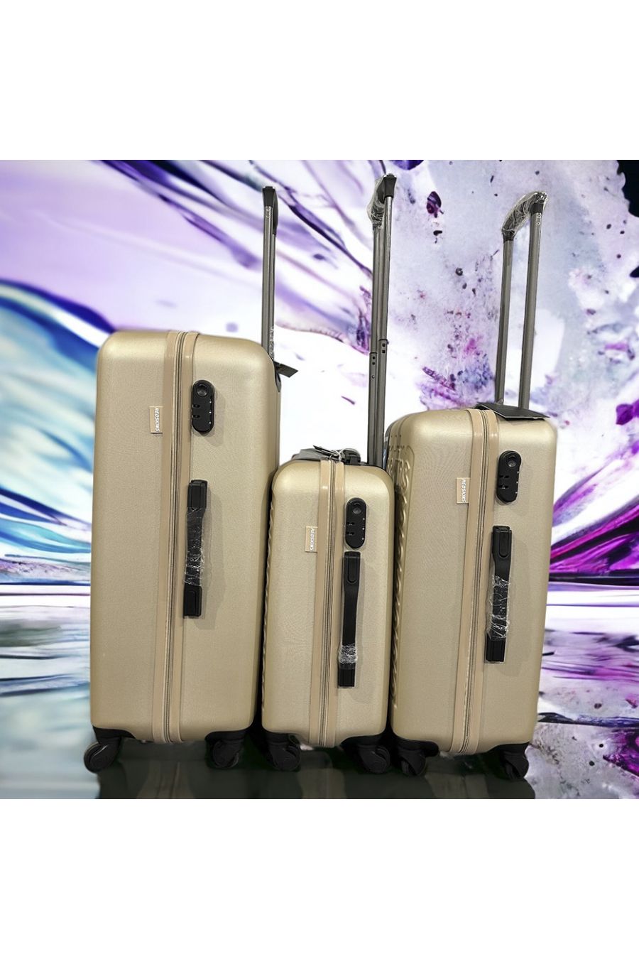 Set of 3 REDSKINS beige suitcases Light, solid, design, rigid, very classy, durable in ABS - 1