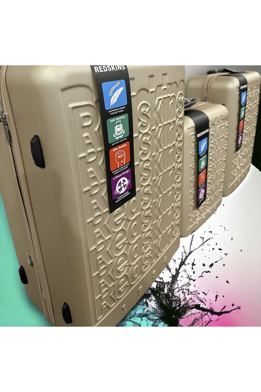 Set of 3 REDSKINS beige suitcases Light, solid, design, rigid, very classy, durable in ABS - 2