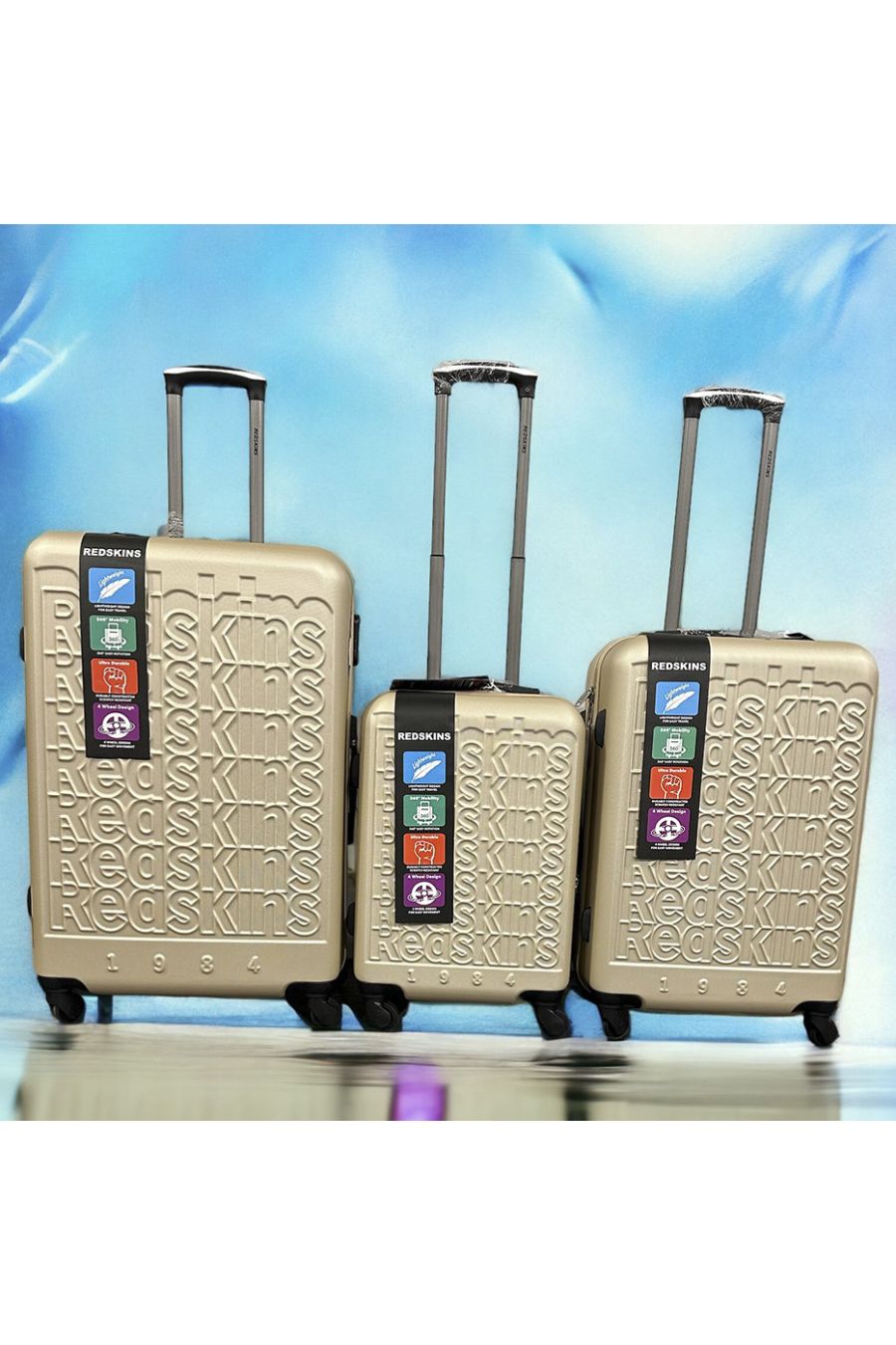 Set of 3 REDSKINS beige suitcases Light, solid, design, rigid, very classy, durable in ABS - 3