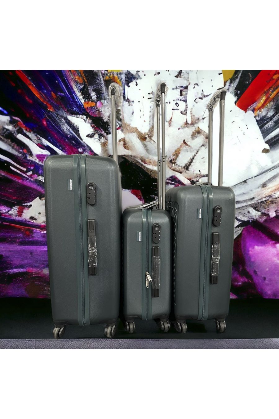 Set of 3 REDSKINS duck green suitcases Leger, solid, design, rigid, very classy, durable in ABS - 1