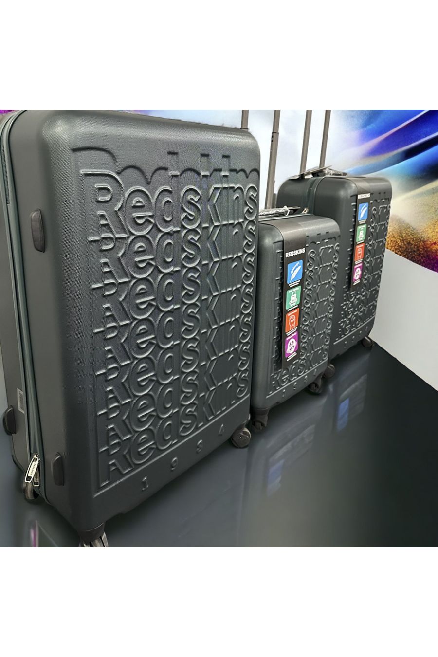 Set de 3 valises REDSKINS vert canard Leger, solide, design, rigide, très class, durable en ABS - 2